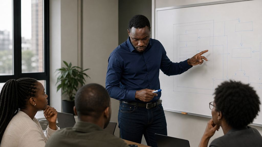 Nincol adviser leading a focused architecture workshop with a product team